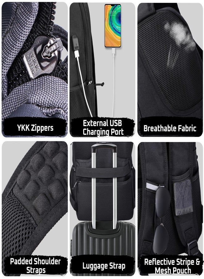 MOZETO Laptop Lunch Backpack for Men, Tactical Inspired Utility Anti-Theft Work Bag with Cooler Compartment Lunchbox (Black, 17 Inch) - Image 5
